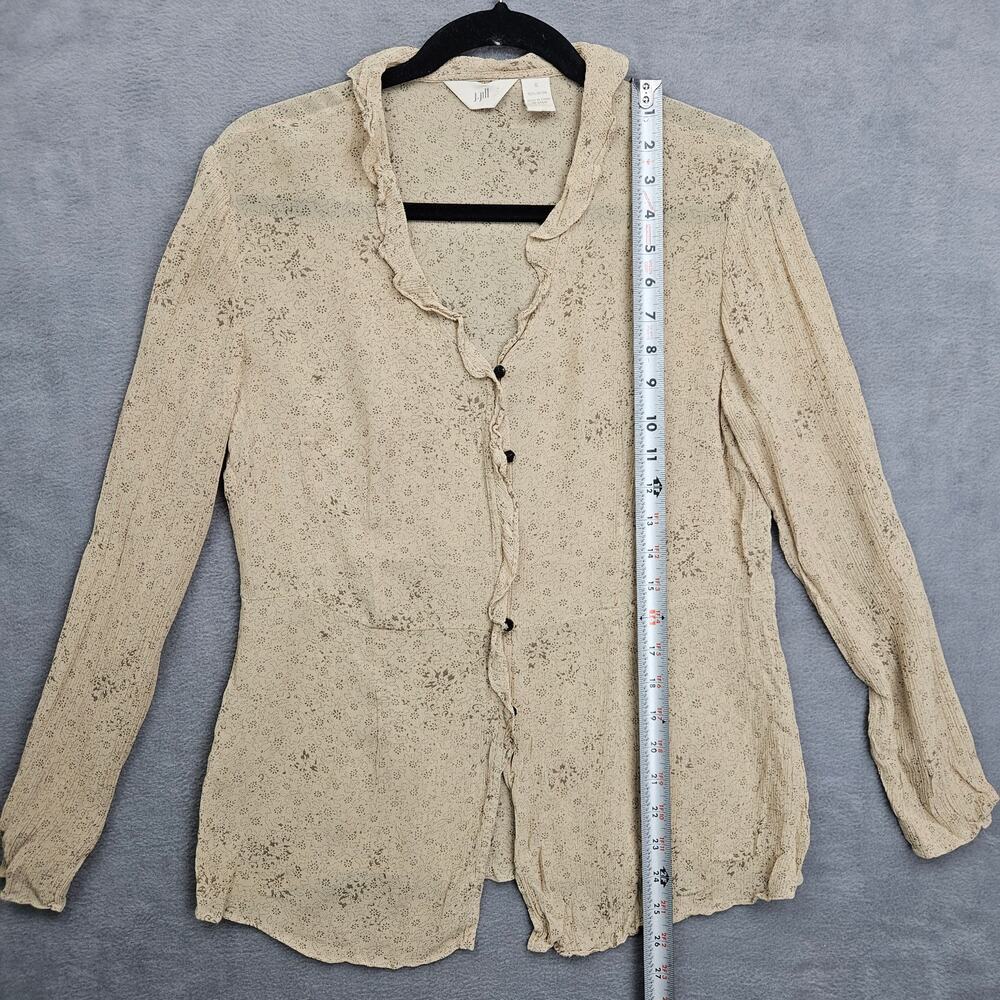 J Jill Beige Floral Cottagecore Blouse Romantic Prairie Boho Button Top S - Picture 4 of 8